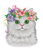 Кристальная ( алмазная) мозаика  " ФРЕЯ" ALPD- 021 на подрамнике " Кот в веночке" 30 х 40 см