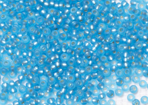 Бисер Чехия круглый 10/0 50г 67030m прозрачный голубой с серебристым прокрасом матовый